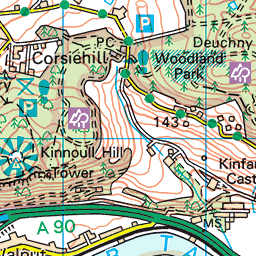 Kinnoull Hill Walk Map Kinnoull Hill And Tower, Perth - Route Map