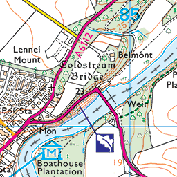 River Tweed and Lees circuit, Coldstream - Route Map