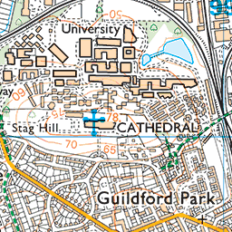 Ordnance Survey Map Guildford Printer Friendly Os Map - Swc Walk 57 - Guildford Via Chantries Hill  Circular - Swc
